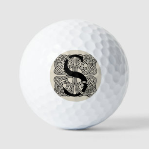 Letter S Monogram Vintage Celtic Knot Print Golf Balls
