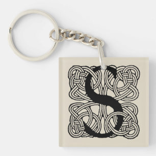 Letter S Monogram Vintage Celtic Knot Print Keychain