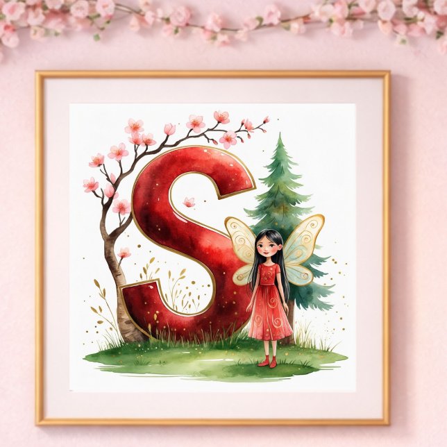 Letter S Seasonal Fairy Poster Cherry Blossom Art (Creator Uploaded)