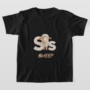 Letter S Sheep Educational Kids T-Shirt   Uppercas
