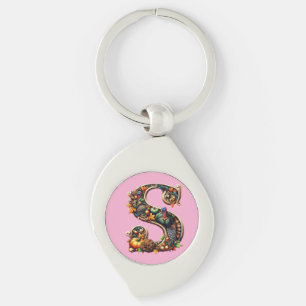 Letter S Thanksgiving turkey style gift Keychain
