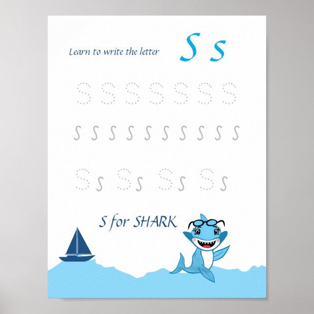 Letter S Tracing Poster for Kids (Front)
