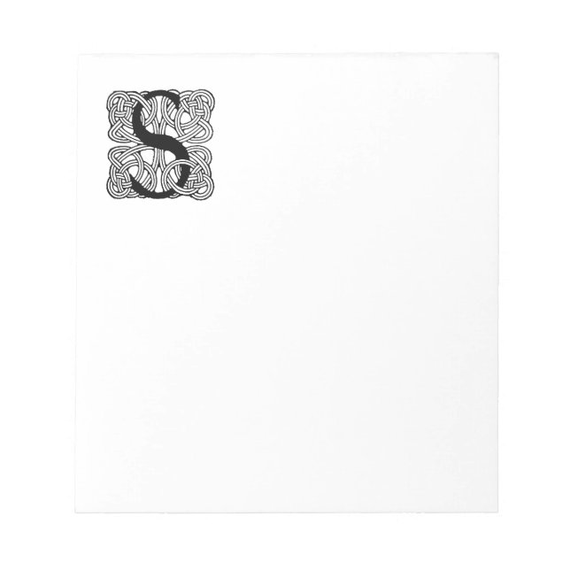 Letter S Vintage Celtic Knot Monogram Notepad (Front)