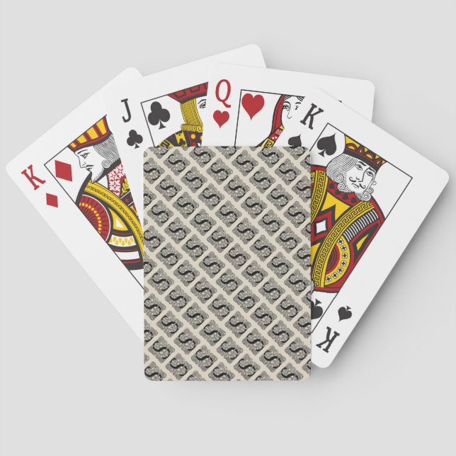 Letter S Vintage Celtic Knot Monogram Playing Cards (Back)