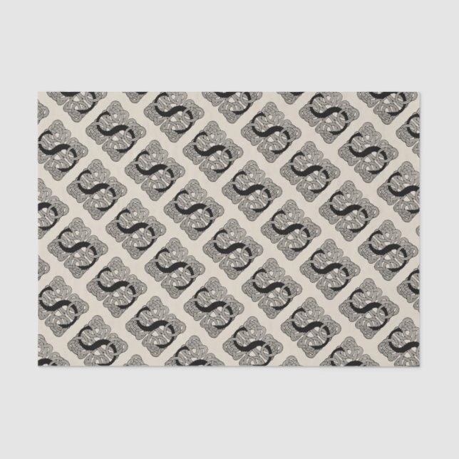 Letter S Vintage Celtic Knot Monogram Tissue Paper (Front)