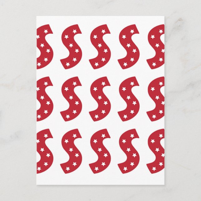 Letter S - White Stars on Dark Red Postcard (Front)
