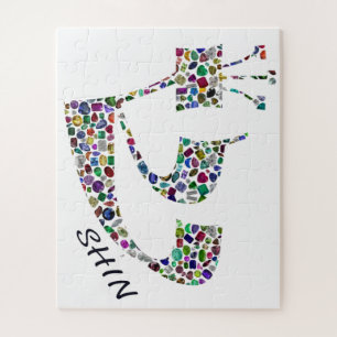 Letter Shin made with Gemstones in All Colours Jigsaw Puzzle