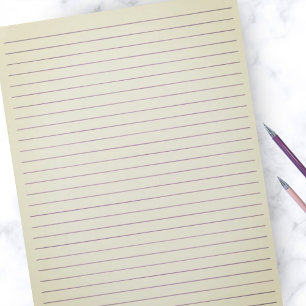 Letter Size 8.5"x11" Purple Ruled Wide Lined Beige Notepad