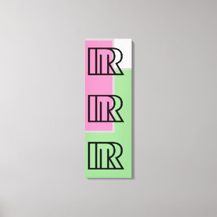 Letter STYLE R  Pattern Colour,Green, Pink,Black Canvas Print