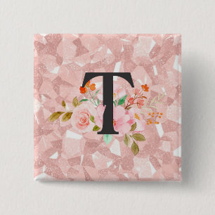 Letter T 2 Inch Square Button