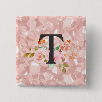 Letter T 2 Inch Square Button