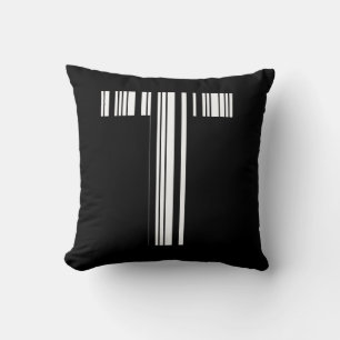LETTER T BAR CODE First Initial Barcode Pattern Throw Pillow
