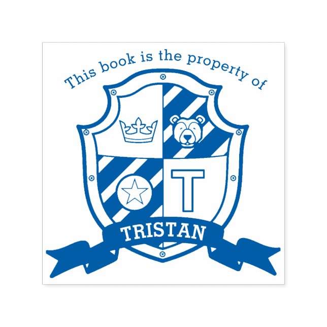 Letter T crest book custom name kids library stamp (Design)