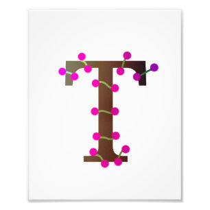 Letter T decorative initial on white Photo Print