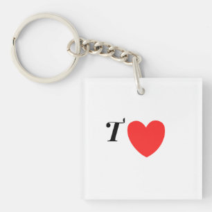 Letter T Heart - Valentine Initial Love Design Keychain