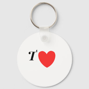 Letter T Heart - Valentine Initial Love Design Keychain