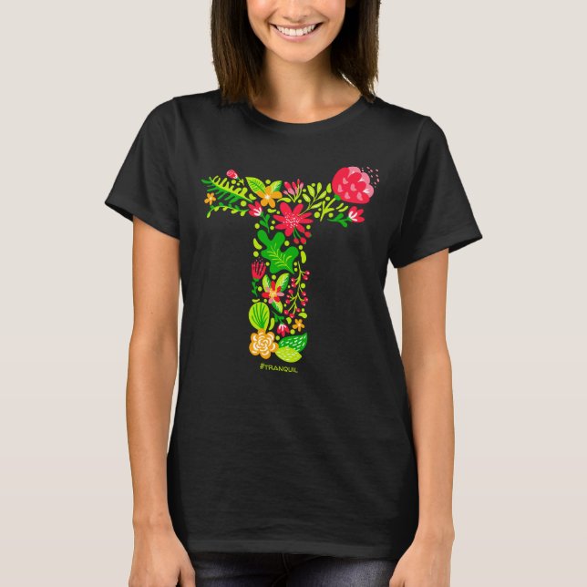 Letter T in Flowers T-Shirt (Front)