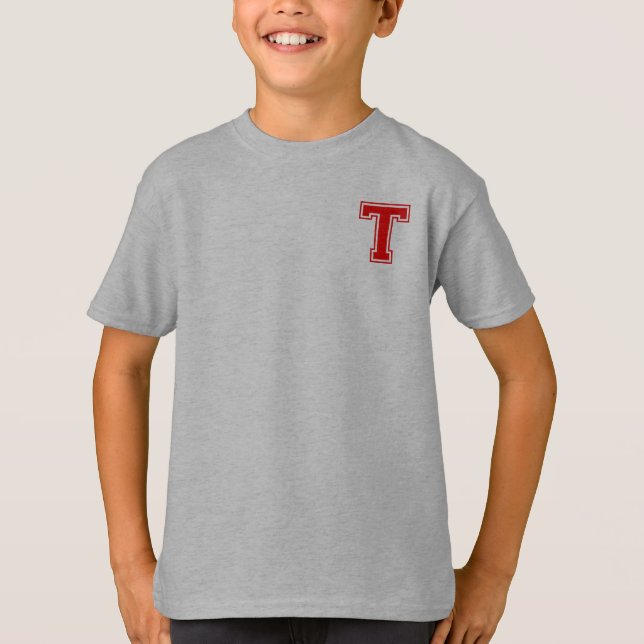 Letter T - Initial Name Alphabet Monogram T-Shirt (Front)