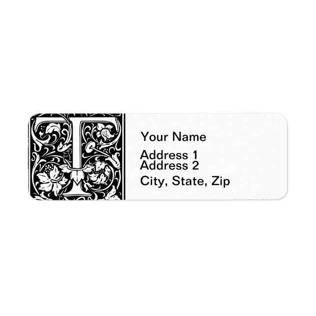Letter T Medieval Monogram Art Nouveau (Front)