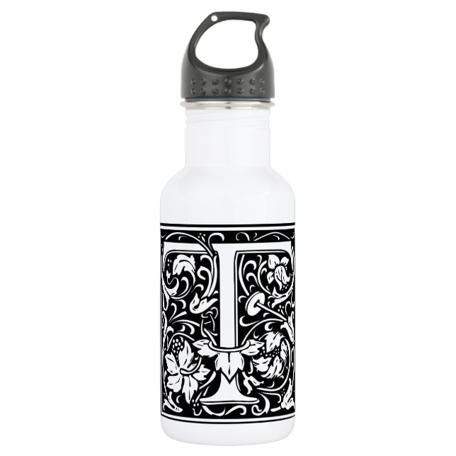 Letter T Medieval Monogram Art Nouveau 532 Ml Water Bottle (Front)