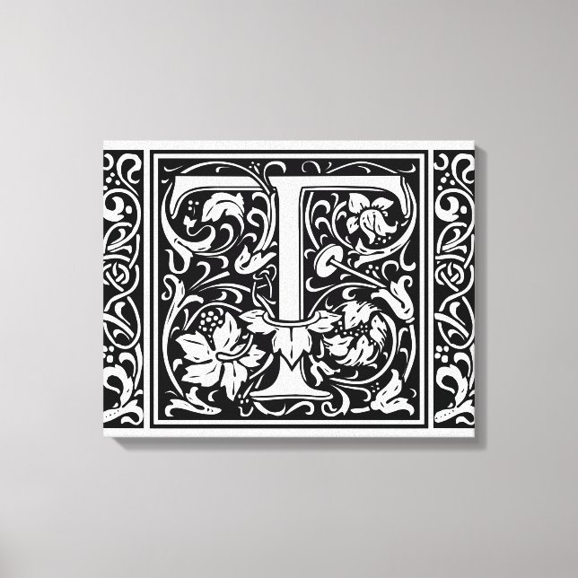 Letter T Medieval Monogram Art Nouveau Canvas Print (Front)