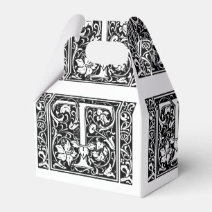 Letter T Medieval Monogram Art Nouveau Favor Box