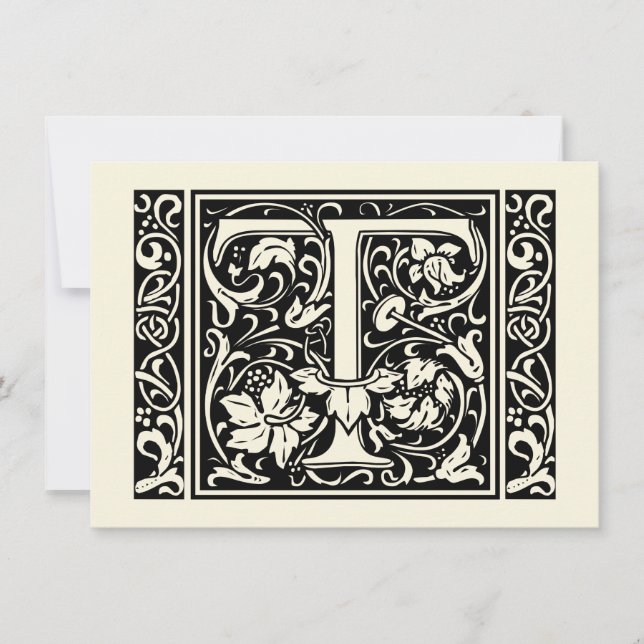 Letter T Medieval Monogram Art Nouveau Invitation (Front)