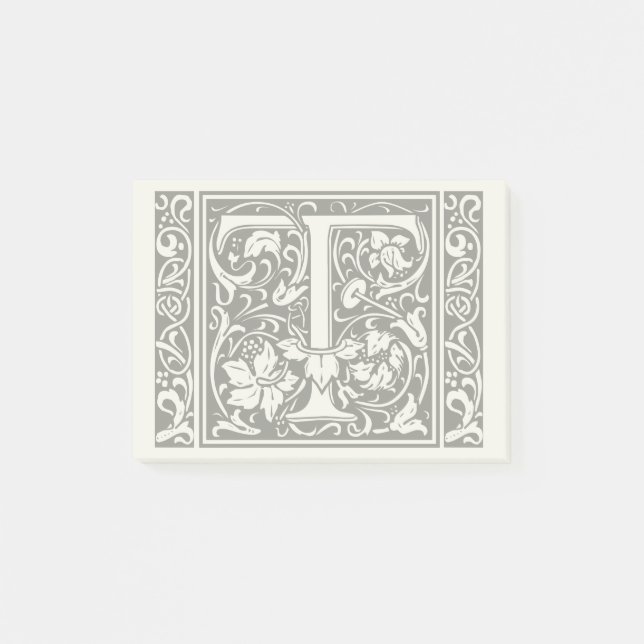 Letter T Medieval Monogram Art Nouveau Post-it Notes (Front)
