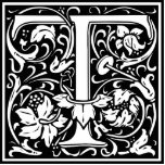 Letter T Medieval Monogram Art Nouveau Standing Photo Sculpture<br><div class="desc">This initial T is part of a complete series of upper case William Morris inspired typography initials. The black and white lettering is highly decorative, styled after the fancy typography of the middle ages. Cute and trendy, this is a vintage chic monogram T - letter T- swirly T . Customize...</div>