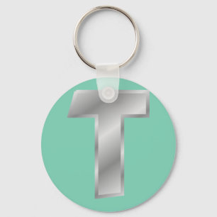 Letter T Monogram 2.25" Basic Button Keychain