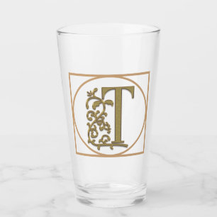 LETTER T MONOGRAM Beautiful Wedding New Home Gift Glass