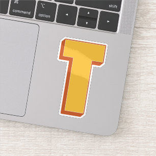 Letter T Monogram, Bold 3D Type Font Initial 