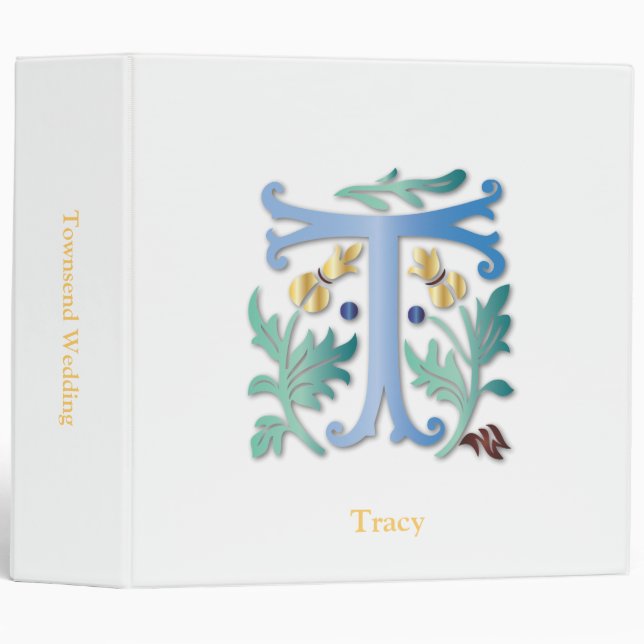 Letter T Monogram Fleur de lis Binder (Front/Spine)