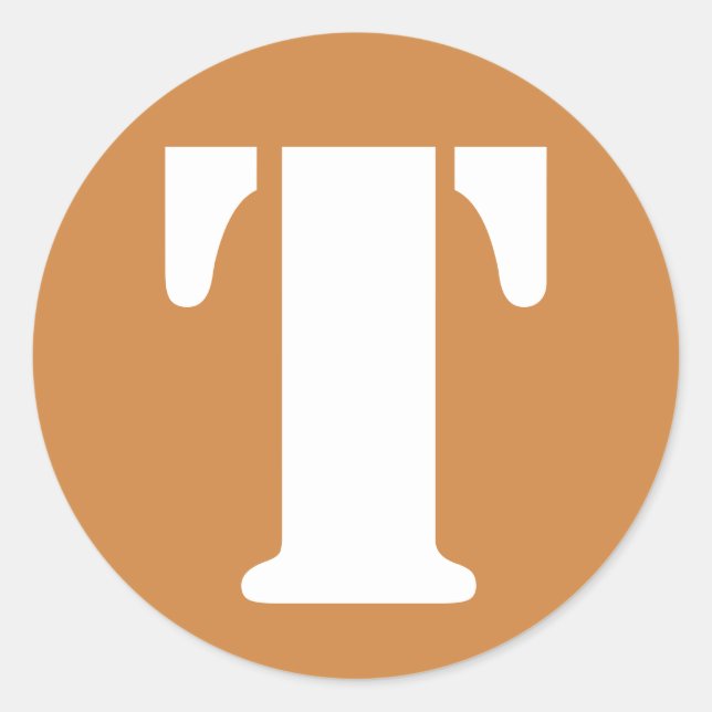 Letter T Peru Gold Stencil Alphabet by Janz Classic Round Sticker (Front)