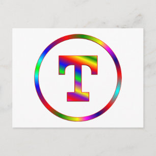 Letter T Rainbow Postcard