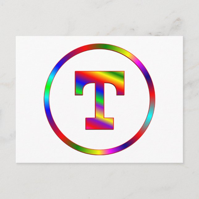 Letter T Rainbow Postcard (Front)