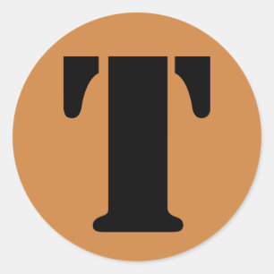 Letter T Stencil Alphabet by Janz Peru Gold Classic Round Sticker