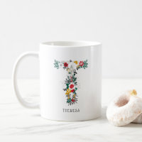 Letter T | Whimsical Floral Letter Monogram I Mug