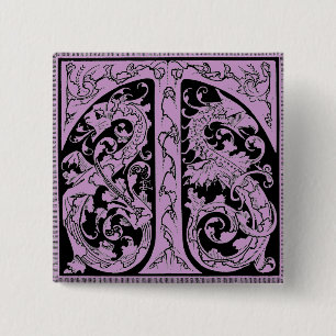 Letter T With Dragons Button