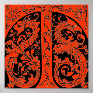 Letter T with Dragons Poster