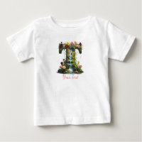 Letter T with Tulips and Waterfalls Fantasy Flora
