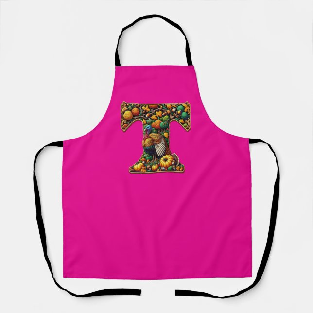 Letter Thanksgiving turkey style  Apron (Front)