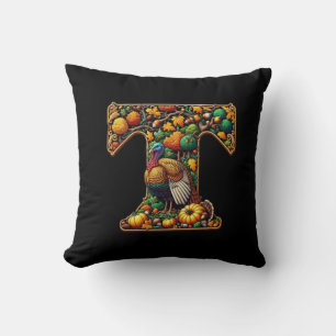 Letter Thanksgiving turkey style Throw Pillow