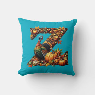 Letter Thanksgiving turkey style Throw Pillow