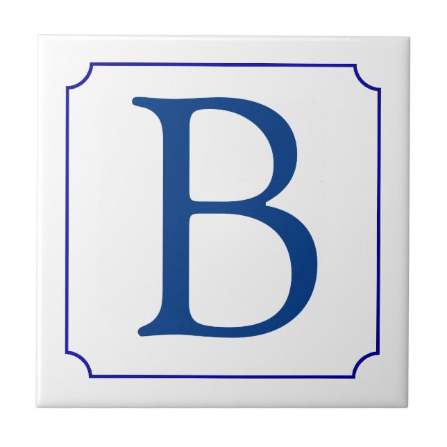 Letter tile. Blue on White with frame Tile (Front)