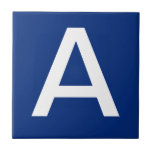 Letter Tiles Blue White<br><div class="desc">Ceramic letter tiles.  Upper or lower case letter tiles.  You customize with the letter or letters you need for your ceramic tile or mosaic sign.  Letter tile for weather proof signs,  house numbers.  White on black background.</div>