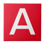 Letter Tiles - White on Red<br><div class="desc">Ceramic letter tiles.  Upper or lower case letter tiles.  You customize with the letter or letters you need for your ceramic tile or mosaic sign.  Letter tile for signs,  house numbers</div>