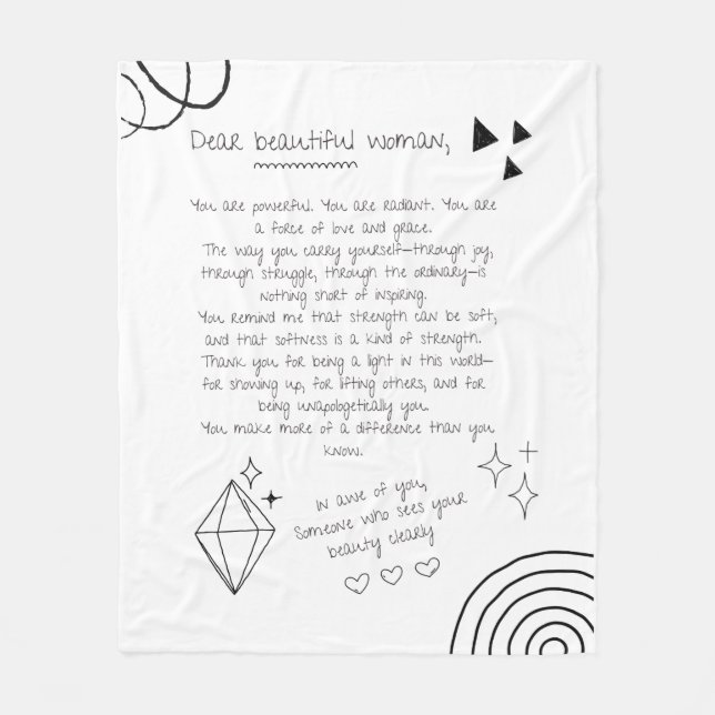 Letter to a Beautiful Woman Fleece Blanket (Front)