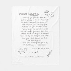 Letter to Daughter Fleece Blanket