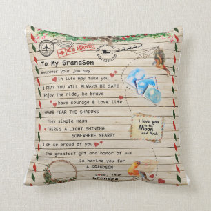Letter To My Grandson From Grandpa Custom Gift Throw Pillow